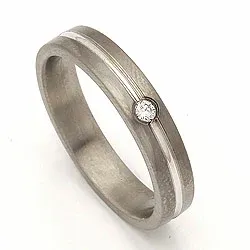 Vielsesring i 14 karat titanium og hvidguld 0,040 ct