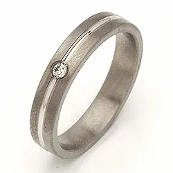 Vielsesring i 14 karat titanium og hvidguld 0,040 ct