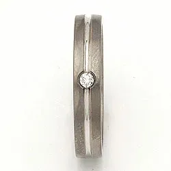 Vielsesring i 14 karat titanium og hvidguld 0,040 ct