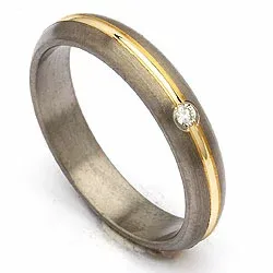 Vielsesring i titanium og alm. guld 0,030 ct