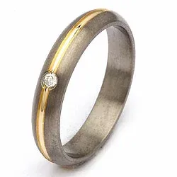 Vielsesring i titanium og alm. guld 0,030 ct