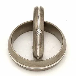 Vielsesringe i 14 karat titanium og hvidguld 0,030 ct