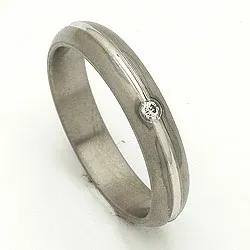 Vielsesring i 14 karat titanium og hvidguld 0,030 ct