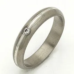 Vielsesring i 14 karat titanium og hvidguld 0,030 ct