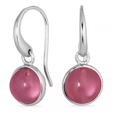 runde Pink turmalin øreringe i sølv