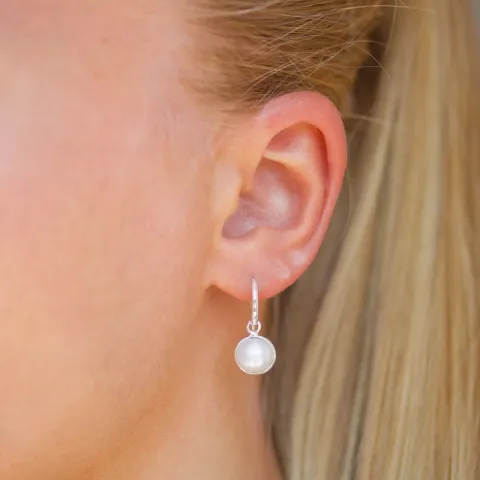 runde perle øreringe i sølv - Loom Stones