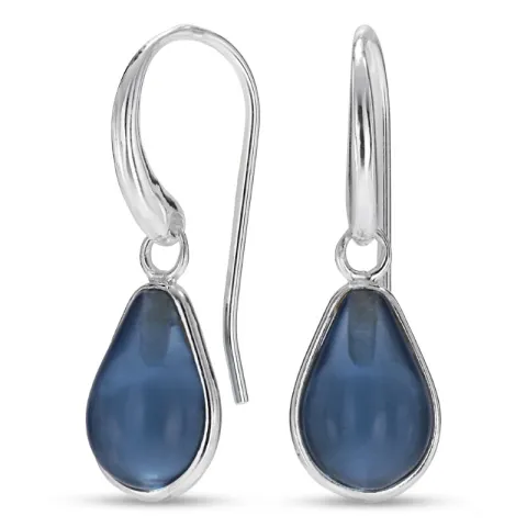 dråbe mørkeblå mørkeblå krystal øreringe i sølv - Loom Stones