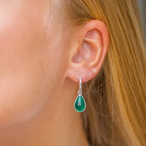 dråbe aqua krystal øreringe i sølv - Loom Stones