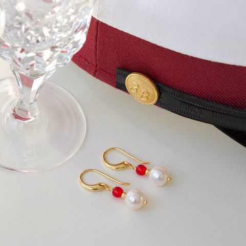 lange pink krystal øreringe i forgyldt sølv - Loom Stones