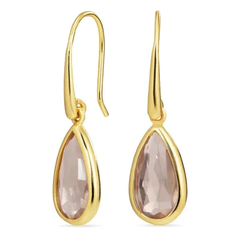Kollektionsprøve dråbe lyserøde morganit øreringe med fejl i forgyldt sølv