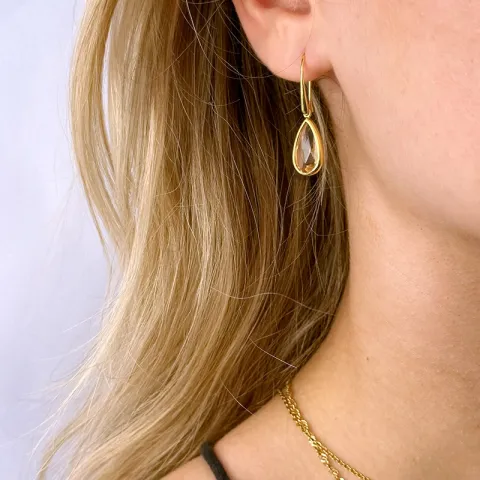 Kollektionsprøve dråbe lyserøde morganit øreringe med fejl i forgyldt sølv