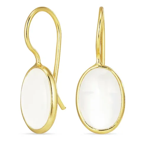 ovale månesten øreringe i forgyldt sølv - Loom Stones