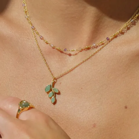 multifarvet halskæde i forgyldt sølv  x 2,8 mm  - Loom Stones