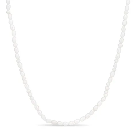 perle halskæde i forgyldt sølv 38 + 5 cm x 4,5 mm