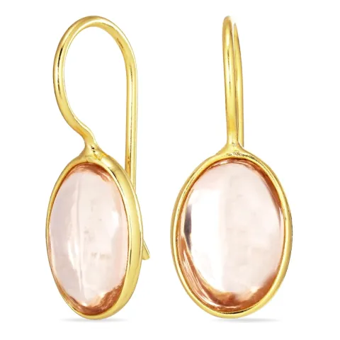ovale rosa krystal øreringe i forgyldt sølv - Loom Stones