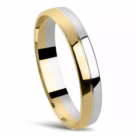 Tofarvet glat vielsesring i 14 karat guld.- og hvidguld