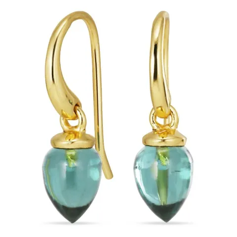 aqua krystal øreringe i forgyldt sølv - Loom Stones
