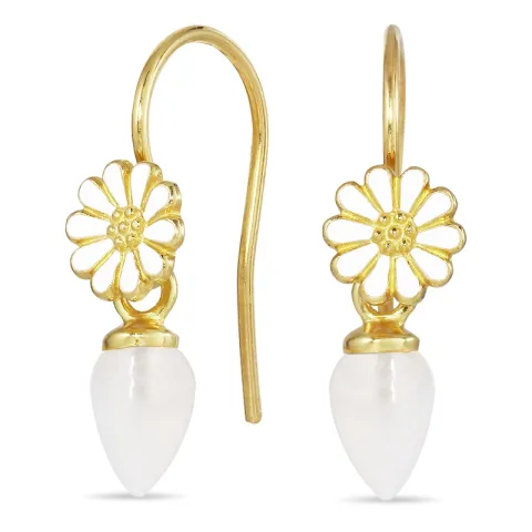 marguerit månesten ørekroge i forgyldt sølv