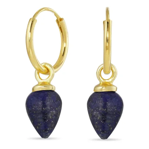 12 mm lapis lazuli creoler i forgyldt sølv