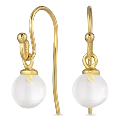 8 mm klar quartz ørekroge i forgyldt sølv