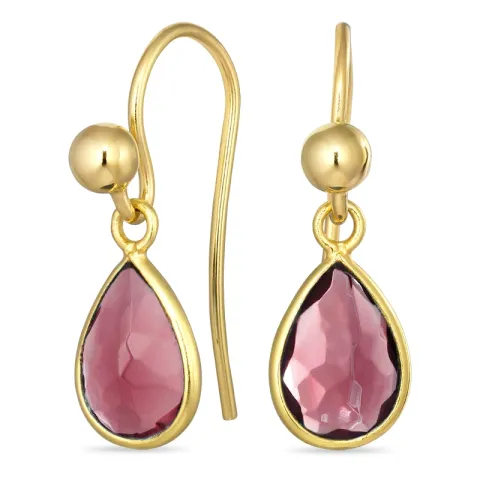 dråbe pink krystal ørekroge i forgyldt sølv