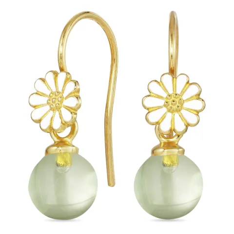 marguerit lysegrøn krystal ørekroge i forgyldt sølv