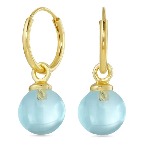 12 mm lyseblå krystal creoler i forgyldt sølv