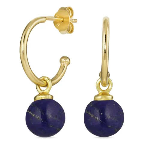 12 mm lapis lazuli halvcreoler i forgyldt sølv