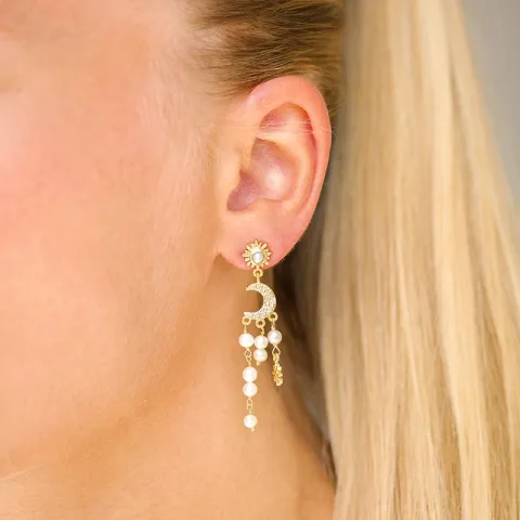 måne og stjerne øreringe i forgyldt messing - Eliné