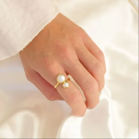 perle ring i forgyldt messing - Eliné