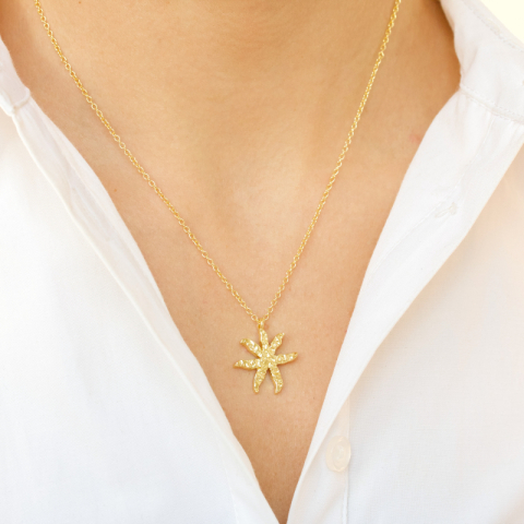 blomster halskæde i forgyldt messing - Eliné