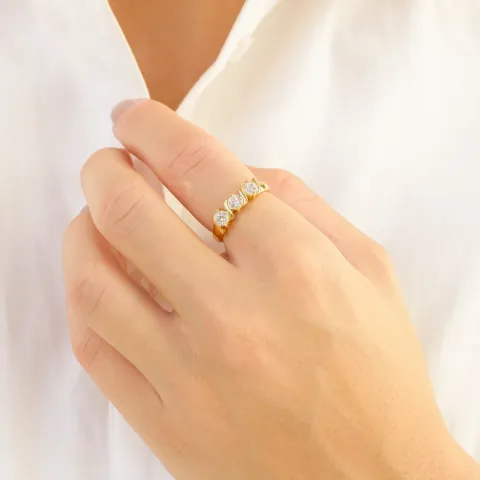 zirkon ring i forgyldt messing - Eliné