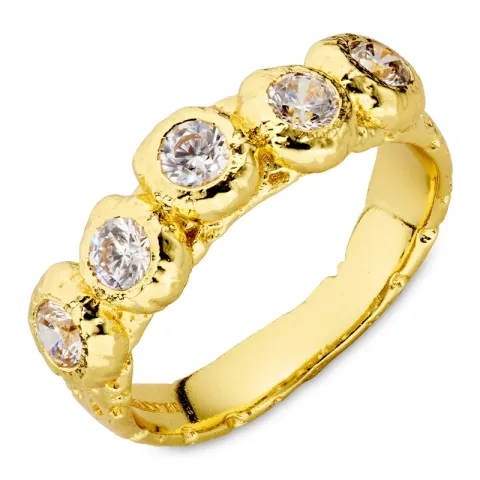 zirkon ring i forgyldt messing - Eliné