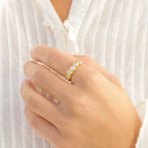 zirkon ring i forgyldt messing - Eliné