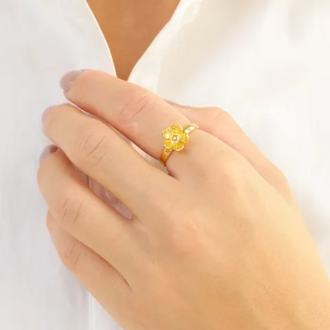 blomster ring i forgyldt messing - Eliné