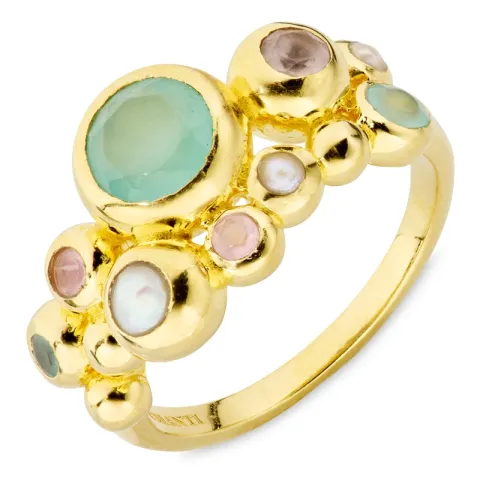 multifarvet ring i forgyldt messing - Bubbly Twist