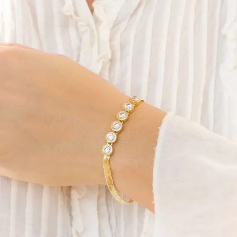 zirkon armbånd i forgyldt messing - Eliné