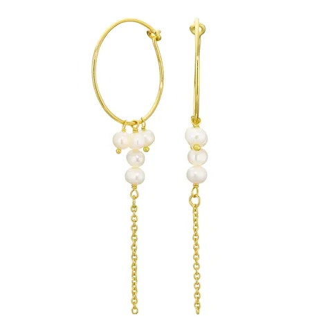 lange perle kæde øreringe i forgyldt messing - Eliné