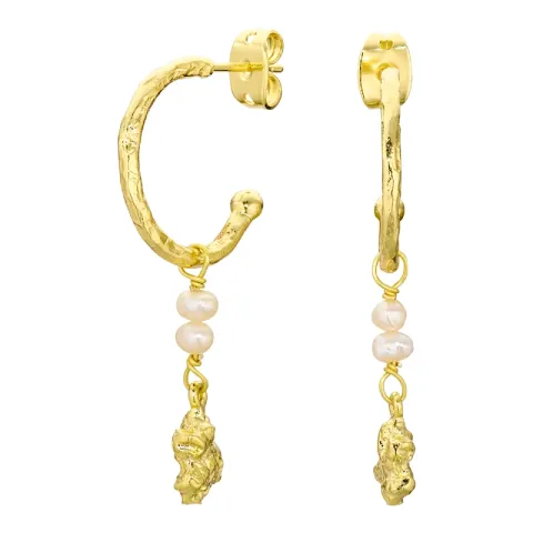 perle halvcreoler i forgyldt messing - Eliné