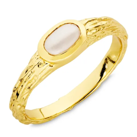 perle ring i forgyldt messing - Eliné