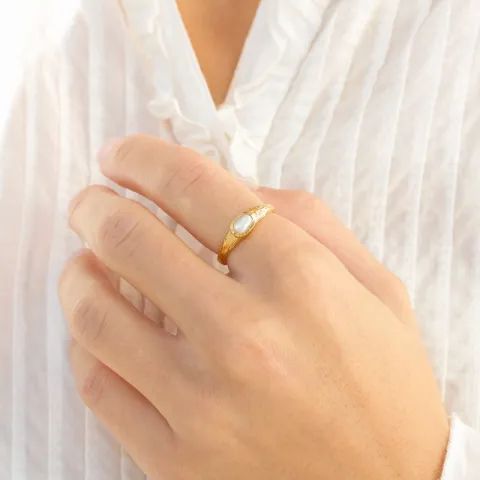 perle ring i forgyldt messing - Eliné