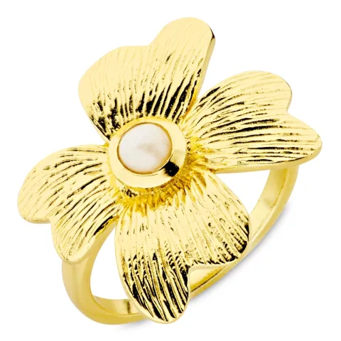 blomster perle ring i forgyldt messing - Eliné