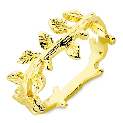 blad ring i forgyldt messing - Eliné