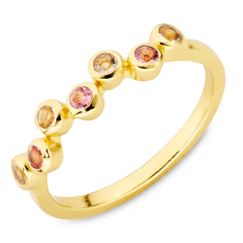 pink krystal ring i forgyldt messing - Bubbly Twist