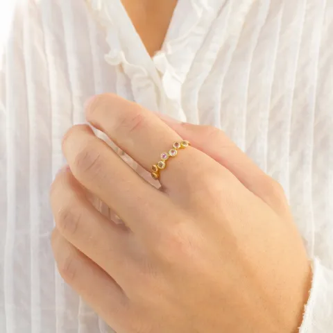 pink krystal ring i forgyldt messing - Bubbly Twist