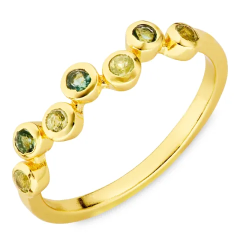 grøn krystal ring i forgyldt messing - Bubbly Twist