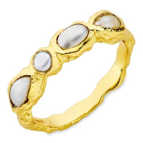 perle ring i forgyldt messing - Eliné