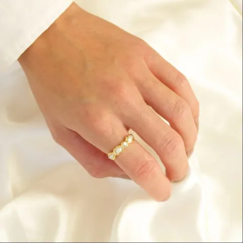 perle ring i forgyldt messing - Eliné