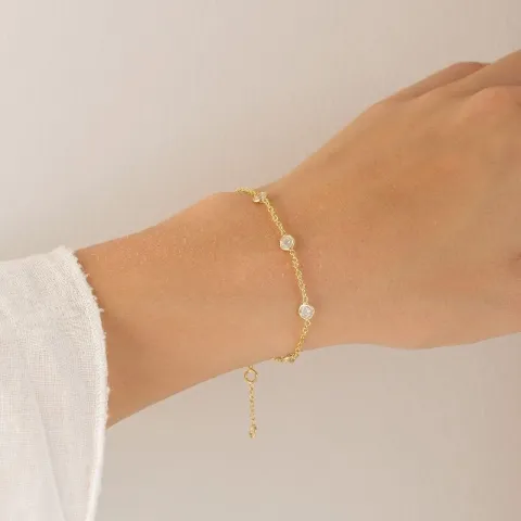 zirkon armbånd i forgyldt messing - Eliné