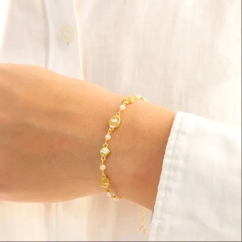 perle armbånd i forgyldt messing - Eliné